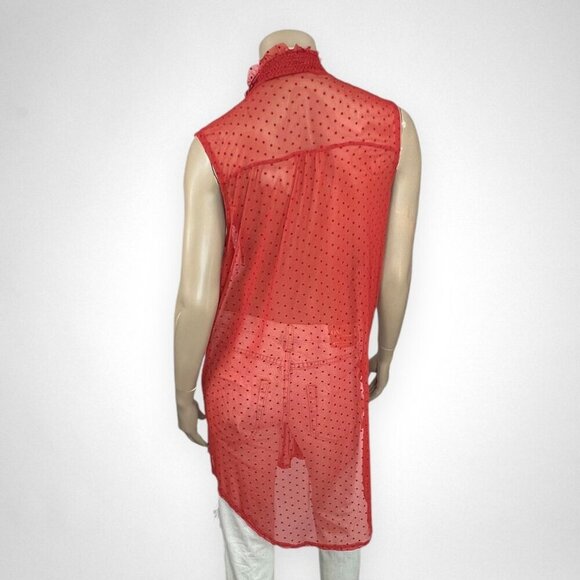 Anthropologie Large‎ Luella Sheer Swiss Dot Tunic Blouse Vanessa Virginia - Picture 7 of 8